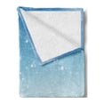 thumbnail image 2 of Snowman Soft Flannel Fleece Throw Blanket, Snow Covered Wintry Landscape with Happy Snowman Cold Outdoors, Cozy Plush for Indoor and Outdoor Use, 60" x 80", Pale Blue Dark Blue, by Ambesonne, 2 of 5