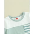 thumbnail image 6 of Musuos 2Pcs Toddler Boy Summer Outfits 6 12 18 24M 3Y Short Sleeve Striped Print T-shirts + Drawstring Shorts Set Casual Clothing for Infant, 6 of 10
