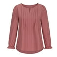 thumbnail image 5 of Scyoekwg Womens Long Sleeve Tops Loose Cute Tops Solid Color Dressy Casual Blouses Comfy V-Neck Basic Tops Blouses (Pink,M), 5 of 7