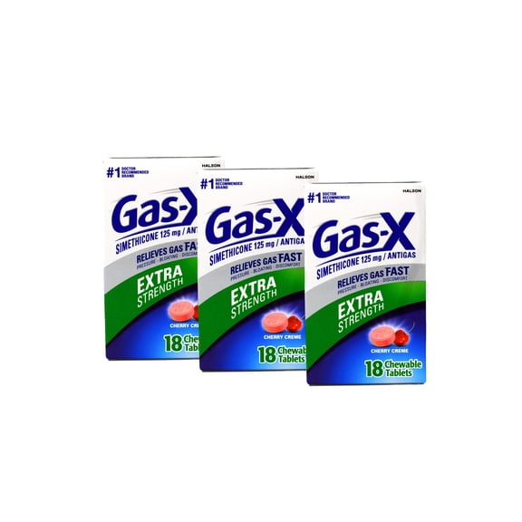 Gas-X Extra Strength Gas Relief Simethicone, Cherry Creme, 48ct, 3-Pack