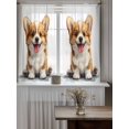 thumbnail image 4 of Brown White Puppy Curtains 45 Inch Length, Sheer Curtains for Bedroom Living Room Window Watercolor Smile Dog Modern Rod Pocket Voile Drapes Kitchen Curtains Small Half Window 52"x45" 2 Panels, 4 of 7