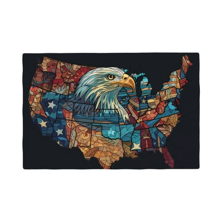 

Placemats Set of 6 Stained Glass Eagle USA Place mats for Dining Table Indoor/Outdoor Cute Heat Resistant Washable Table Mats(18 x 12 )