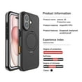 thumbnail image 2 of Magnetic Compatible with iPhone 16 Waterproof Case,Built-in Ring Invisible Stand & Screen Protector IP68 Underwater,Dropproof,Dustproof,Real 360 Heavy Duty Shockproof Protective Case,Black, 2 of 5