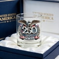 thumbnail image 5 of 250th Anniversary Whiskey Glass – Eagle & Stars Tumbler,Heavy Base Clear Glass,Collectible Gift for Men Women, 5 of 6