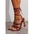 thumbnail image 3 of Cape Robbin Jenni Lace-Up Light Strappy Flared Heeled Open Toe Sandals Brown (BROWN, 6.5), 3 of 5