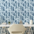 thumbnail image 2 of Ambesonne, Folk Floral Peel & Stick Wallpaper for Home, Boho Flowers Geometric, 13"x36", Pale Blue and Dark Sky Blue, 2 of 5