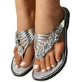thumbnail image 7 of TKYCMSUAKI Rhinestone Slide Sandals for Women Flip Flops with Clip Toe RingBeadeed Rhinestone Crystal Jeweled Sandal Shoes for Summer Beach Oceanside Holiday Outdoor, 7 of 7