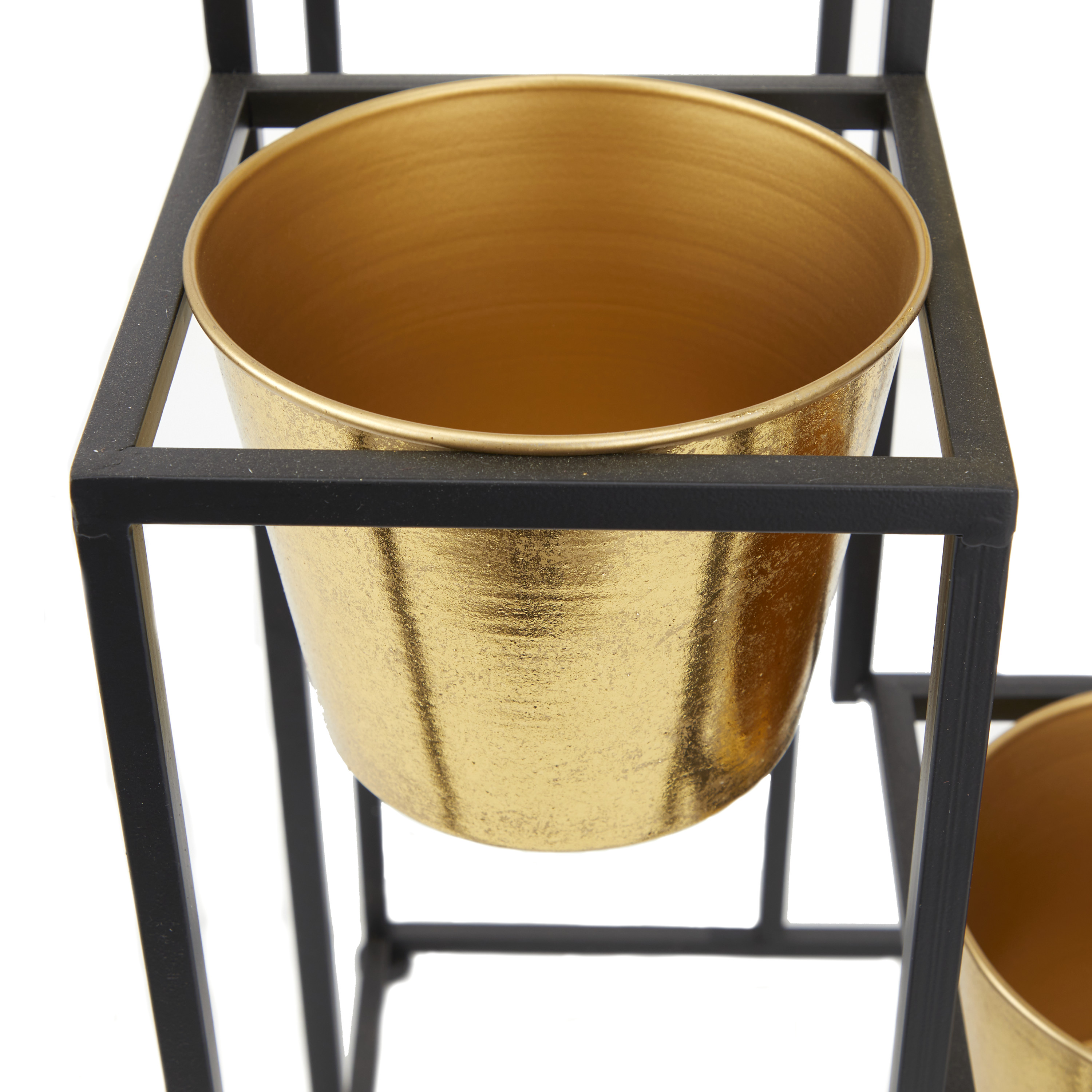 CosmoLiving by Cosmopolitan 13" x 30" 4 Tier Black Metal Planter with Black Removable Stand