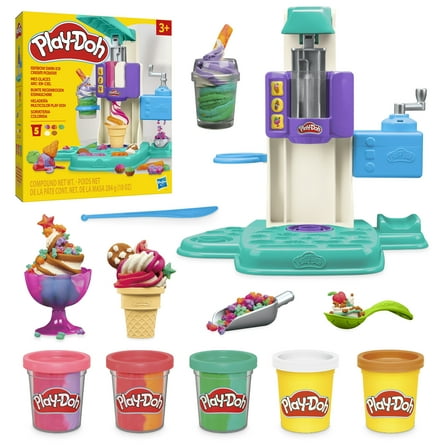 Play-Doh Rainbow Swirl Ice Cream Playset, 7 Play Kitchen Accessories
