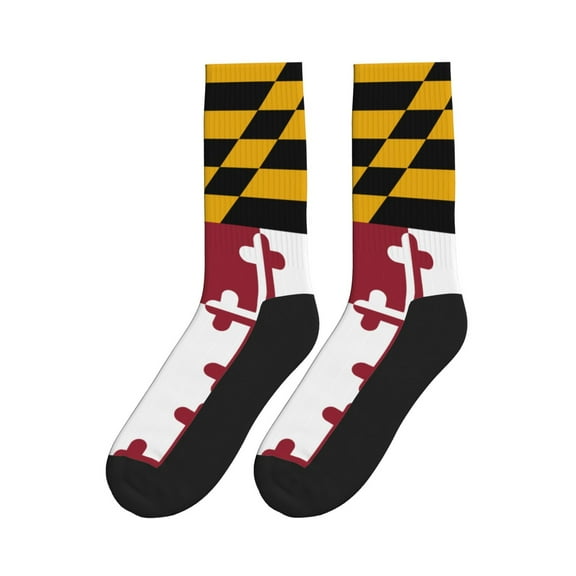 Men Women Maryland Flag Novelty Soft Funny Dress Crew Socks