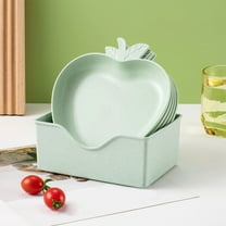 Japceit 5-Piece Wheat Straw Dinnerware Set, Eco-Friendly Plates with Serving Tray, Durable and Heat-Resistant Tableware for Restaurant Home Kitchen, Stackable Design