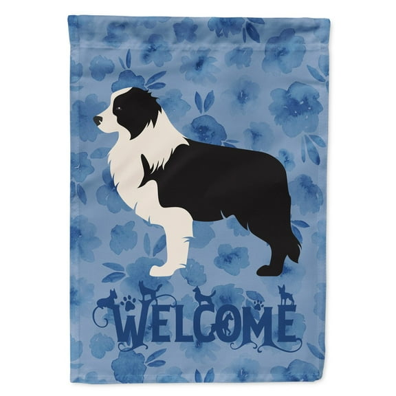 Carolines Treasures CK6150GF Black Border Collie Welcome Flag Garden Size Small multicolor