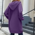 thumbnail image 4 of Women Plus Size Zip up Drawstring Hoodies Casual Loose Solid Color Pocket Long Sleeved Double Zipper Hooded Sweatshirt Top, 4 of 8