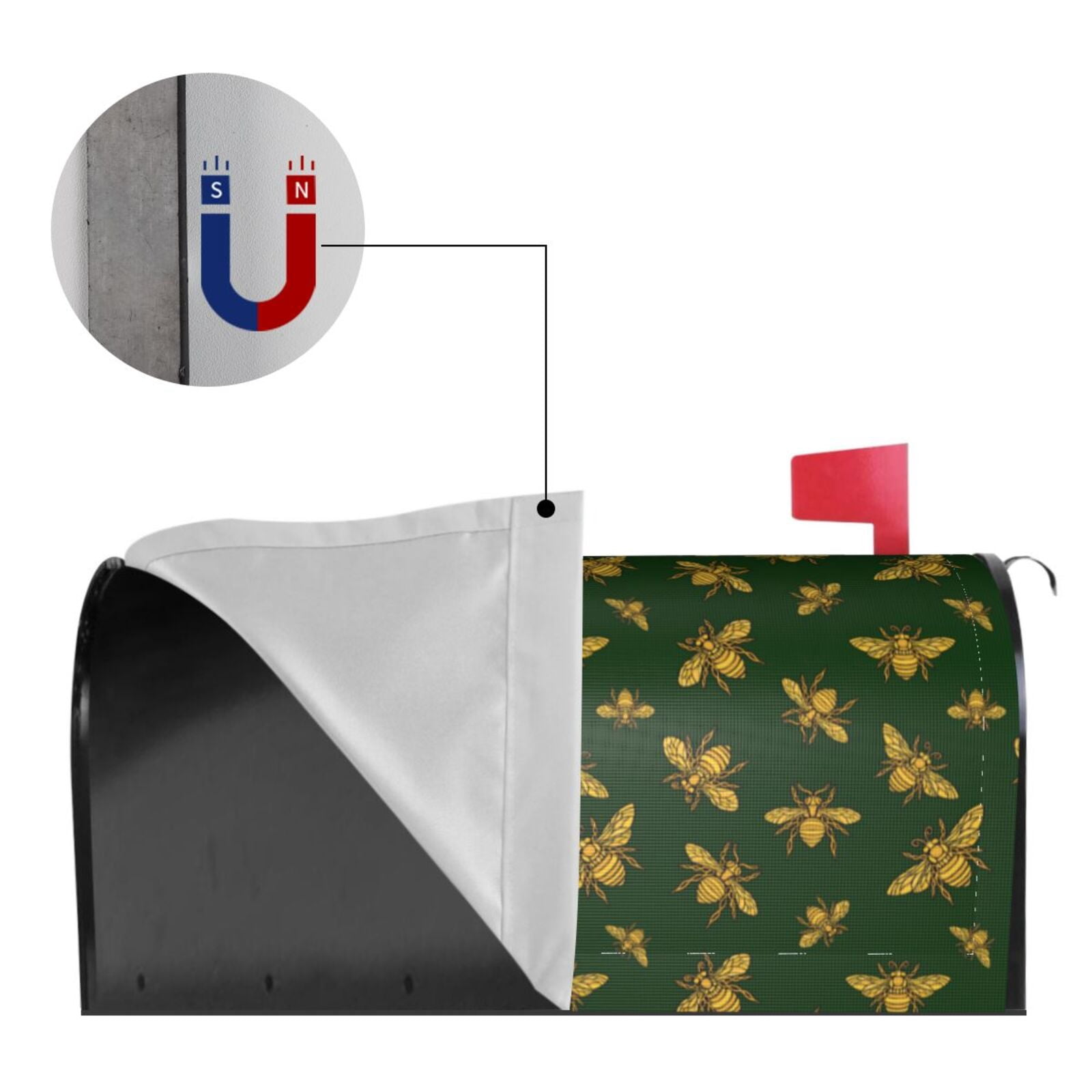 Xecao Hohey Bee for Mailbox Cover with Magnetic Strips, Waterproof and Sunscreen, Adds a Decorative Touch to Your Garden Yard.