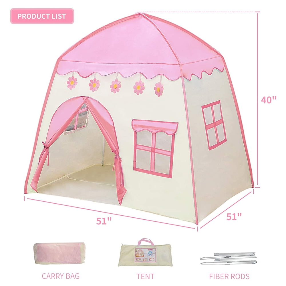 Private Jungle Kids Play Tent for Girls Boys, 420D Oxford Fabric, Princess Playhouse, Pink Castle, Children Fairy Tale Teepee Tent