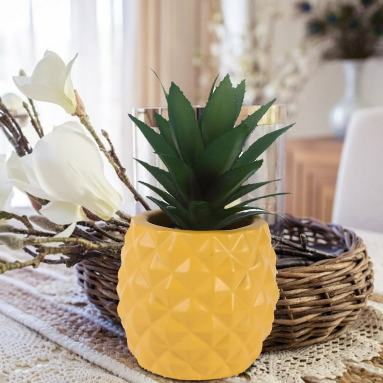 Clearance! Nomeni Plant Pots Resin Decoration Pineapple Plant Green Plant  White Collar Desk Flowerpot Garden Supplies Yellow - Walmart.com