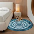 thumbnail image 2 of Abstract Boho Flower Round Area&nbsp;Rug 7ft Vintage Ethnic Flower Blue White Non-Slip&nbsp;Washable Circle Rugs Soft Felt Indoor Floor Mat for Bedroom Kitchen Living Room Bathroom, 2 of 9