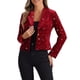 thumbnail image 1 of BLAZER METÁLICO DE VELVET CON ESTRELLAS PARA MUJERES CHIC IMPRESO DE UNA SOLA BOTÓN TAMAÑO XL ROJO-ESTRELLA, 1 of 6