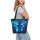 thumbnail image 2 of Fotbe Futuristic Blue Light Wolf Bolsa de Playa con Estampado, Bolsa de Hombro, Bolsa de Mano Espaciosa, Bolsa de Viaje Ligera, Bolsa de Compras Versátil, 2 of 6
