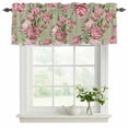 thumbnail image 2 of Flowers Vintage Valances for Windows, Decorative Rod Pocket Window Valance Curtains, Green Leaves Pastoral Floral Country Short Curtain Drapes for Kitchen/Living Room, 2 Panels, 42" W x 18" L, 2 of 8