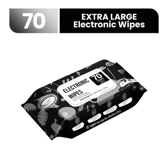 Air Jungles Electronic & Lens Cleaning Wipes 70 Count, 8"x10" Quick-Dry Screen Wipes for Phones, Laptops, Monitors, TVs, Tablets, Glasses & Keyboards, Streak-Free, Anti-Static