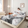 thumbnail image 4 of Homewish Animal Highland Cow Boy Girl 4 Pieces Queen Sheet Sets,Cherry Blossoms Ultra Soft Flat Sheet,Japanese Style Queen Fitted Sheet,Lightweight Room Decor, 4 of 7