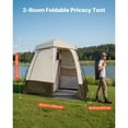 thumbnail image 4 of Camping Shower Tent, 2-Room Foldable Privacy Tent Changing Room with Ground Stakes, Ropes, Carry Bag, and Crossbar, 150D Oxford Fabric with Silver Coating, for Camping, Beach, and Fishing, 4 of 10