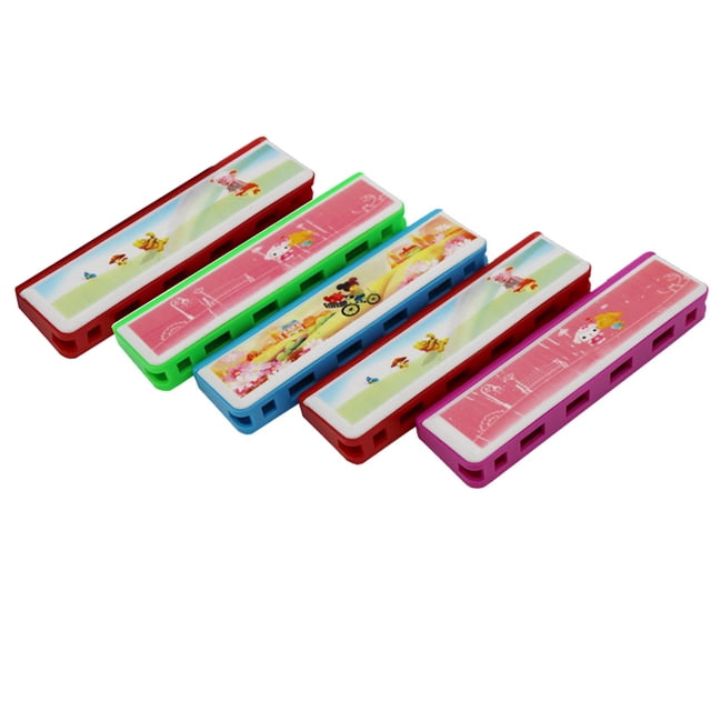 NAOMI 4-Piece Kids Harmonica Set: 4-Hole 8-Note C Key Diatonic Harmonicas with Brass Reeds, Plastic Shell, Smooth Safe Design, Educational Musical Instruments for Beginners (Blue, Yellow, Green, Red)