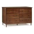 thumbnail image 1 of Modern 6 Drawer Solid Wood Dresser - Walnut, 1 of 8