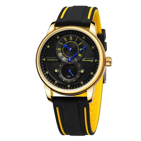 Mens Mechanical Racing Watch, Luminous, Calendar, 24-Hour Indication, 30M Waterproof, Leather Strap, Alloy Case, 43mm, Pin Buckle
