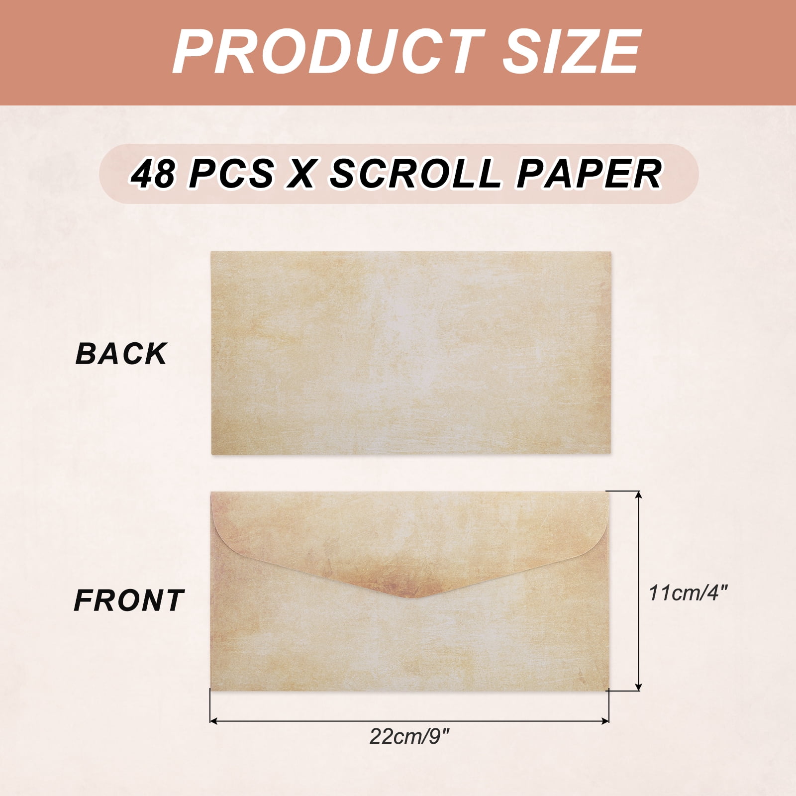 48 Packs Envelopes Vintage Aged Paper Brown Yellow Marks-9 x 4 Inch for Letter Writing, Invitations