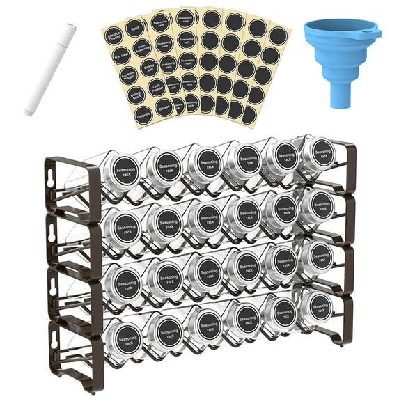Bextsrack Spice Rack for Cabinet with 24 Spice Jars, Labels, Chalk Marker and Funnel (Bronze)