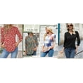 thumbnail image 6 of Fantaslook 3/4 Sleeve Womens Tops Dressy Casual Blouses V Neck Work Shirts Trendy Tops with Smocked Cuffs, 6 of 7
