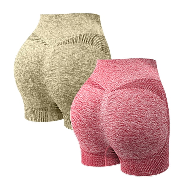 Plebaso Lot de 2 Shorts de Cyclisme Respirants pour Femmes, Shorts de Yoga Taille Haute pour Course