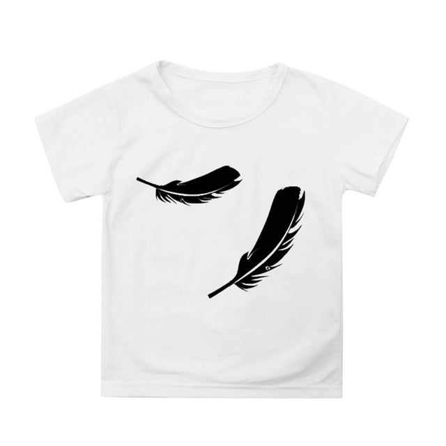 Hauts d'Été pour Filles Imprimés Mignons Col Rond T-Shirts Extensibles Respirants Confortables pour Activités Extérieures 3-13 Ans
