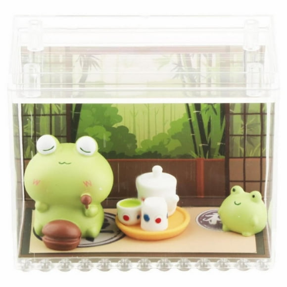 Clearance! Miniature Frog Statue Resin Statue Table Center Gift Table Animal Sculpture With Acrylic Box Suitable For Birthday Bookshelf With Te
