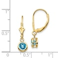 thumbnail image 2 of Real 14kt Yellow Gold 5mm Blue Topaz Leverback Earring; for Adults and Teens; for Women and Men, 2 of 2