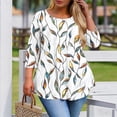 thumbnail image 4 of Sawvnm T-Shirt Blouses Women's Fashion Loose Casual Printing 3/4 Sleeve T-Shirt Round Neck Plus Size Top Going Out Tops White 5XL, 4 of 5