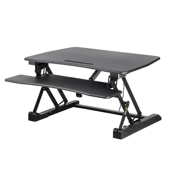 Monoprice Electric Sit-Stand Riser Desk Converter - Black (35.4 x 23.2in) Table Top for Single Display, Height Adjustable 5.9"-18.9"