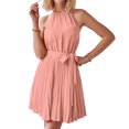 thumbnail image 1 of Mini Vestidos Vestido de mujer A-Line Color sólido Halter Neck Sun Dress para cóctel (Rosa XL) Ygjytge para Mujer Rosa T L, 1 of 8