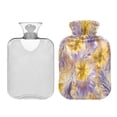 thumbnail image 2 of 2L Hot Water Bottle with Soft Velvet Cover PVC Hot Water Bag for Pain Relief Long-Lasting Warmth Yellow and Lavender Flowers, 2 of 8