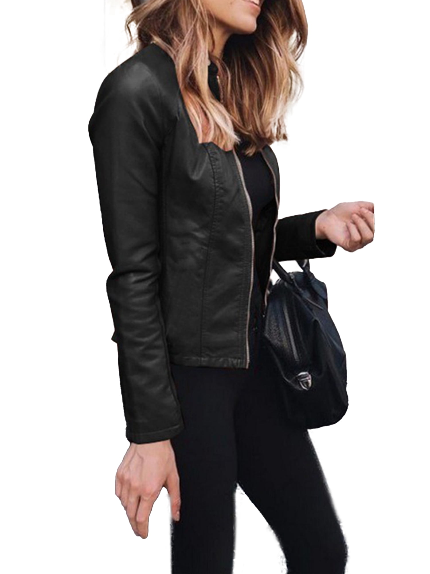 ladies black pu jacket