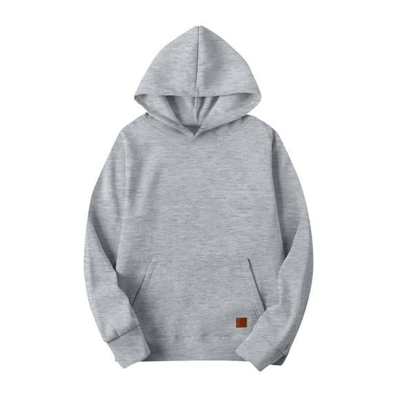 Domuza Men's Hoodies Fleece Long Sleeve Drawstring Hooded Sweatshirt Fall Winter Casual Trendy Relaxed Fit Solid Color Pullover Top with Kanga Pocket Light Gray XL
