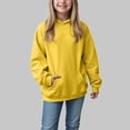 thumbnail image 2 of Xudanell Girls Hoodie Trendy Cute Hooded Sweatshirt with Pocket Baggy Kids Pullover Winter 2025 Back to School Clothes Teens (5-6 Years, Yellow), 2 of 5
