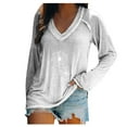 thumbnail image 5 of jsaierl Women's V-Neck Printing Loose Casual Fashion Autumn Long Sleeve T-shirt Tops, 5 of 6
