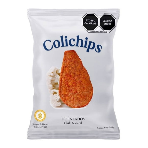 Totopos Colichips Manna Foods de harina de coliflor horneados chile natural 240 g