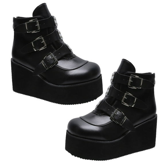 DEMACRIO High Heeled Boots for Women with Round Toe 1 Pair Black Rubber Sole