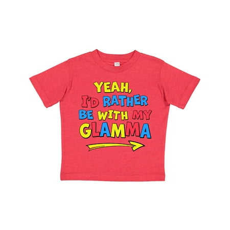 

Inktastic Yeah I d Rather be with My Glamma in Red Yellow and Blue Gift Toddler Boy or Toddler Girl T-Shirt