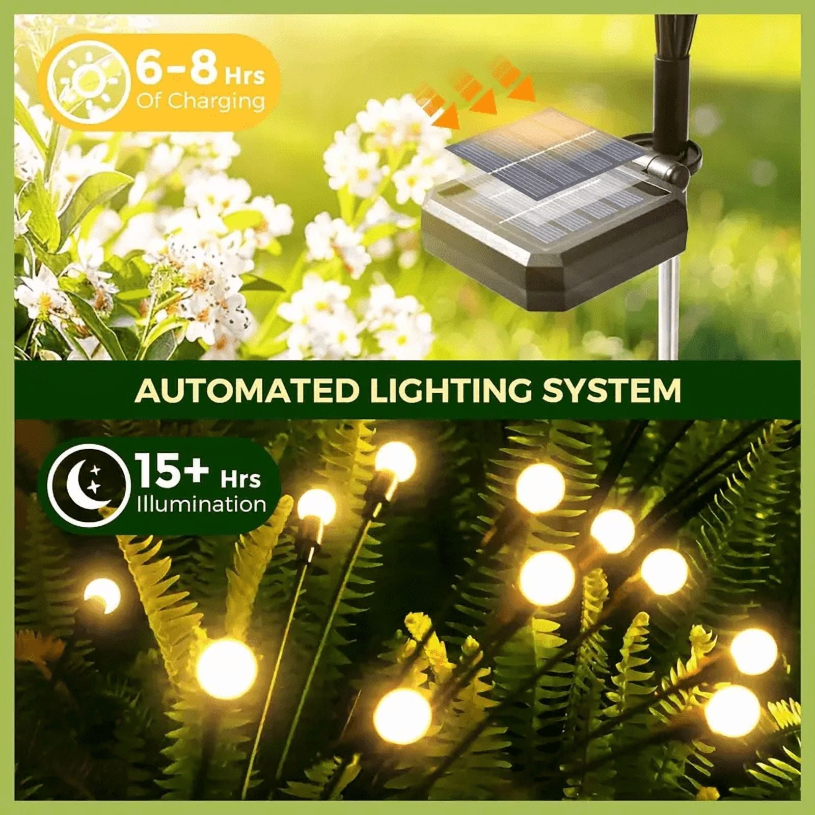 6 Pack 48 LED Super Bright Solar Lights Outdoor Garden Decor: Firefly Solar Outdoor Lights, Solar Lights for Outside, Yard Patio Porch Pathway Landscape Decorations
