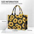 thumbnail image 3 of Large Capacity Tote Bag,Black Sunflower Pattern Handbag Fashion Luxury Tote Bag,15.7"x13"x 5.1" Inches,Laptop Compatible, 3 of 6